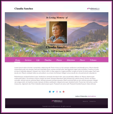 personlized memorial page online