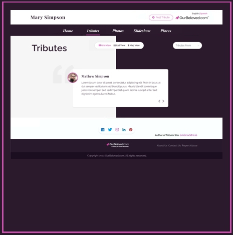 personlized memorial page online