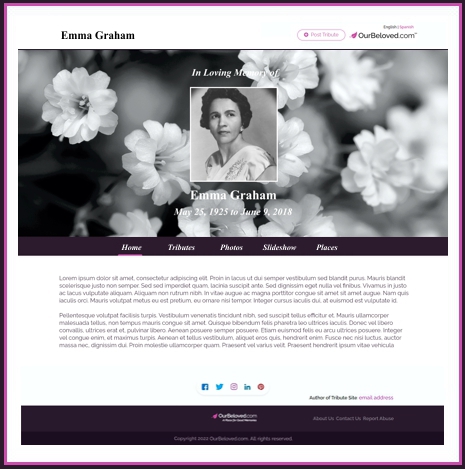 personlized memorial page online