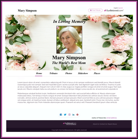 personlized memorial page online