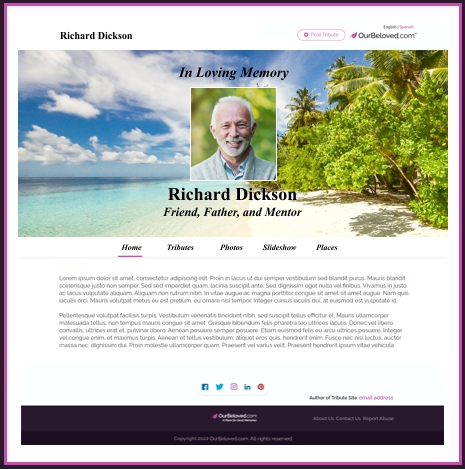 personlized memorial page online